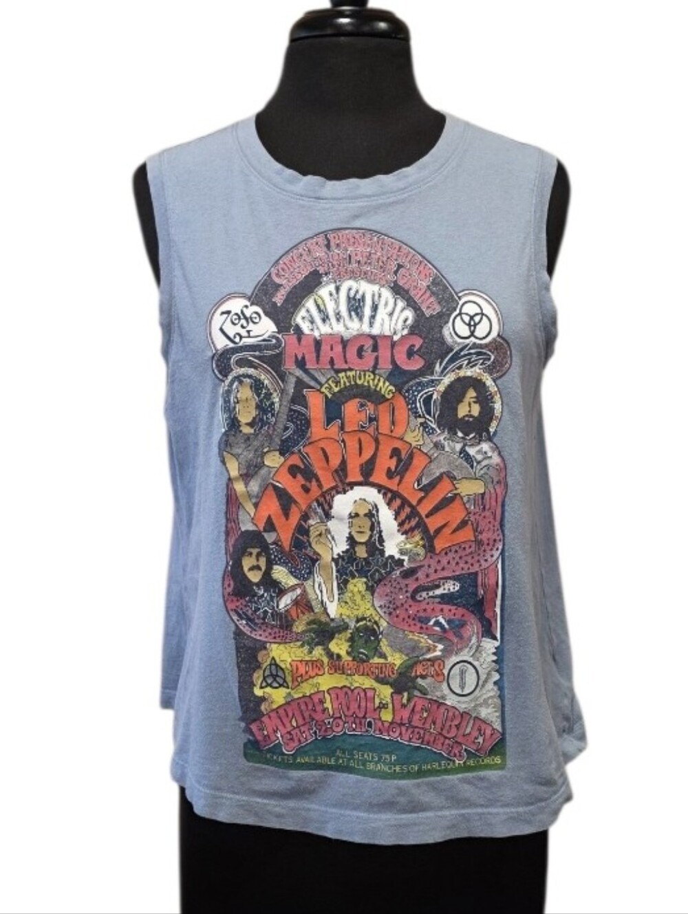 Led Zeppelin Graphic Muscle Tank - Light Blue